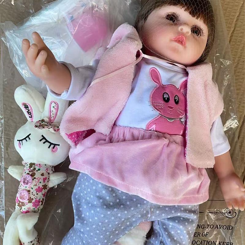 48CM Baby Hela Kroppen Mjuk Silikon Reborn Leksak Flickor Sovande Sällskapsdocka Livslik Småbarn Realistisk Beröring Högkvalitativa Gåvor
