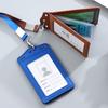 High Quality PU Leather Work Card Holder With Neck Lanyard Solid Color ID Card Cover Chest Cards Cases Business