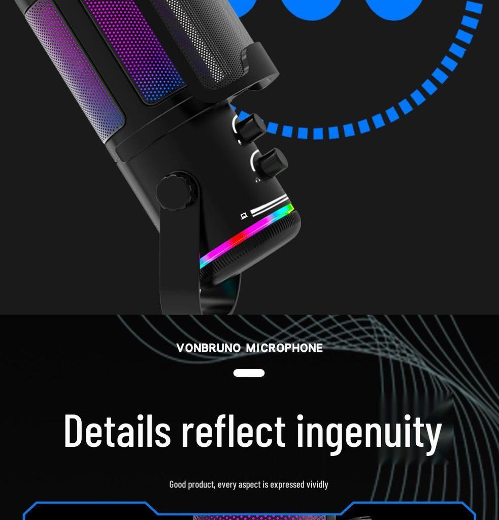 M16 RGB Esports USB Microphone for Mobile, Recording, and Live Streaming