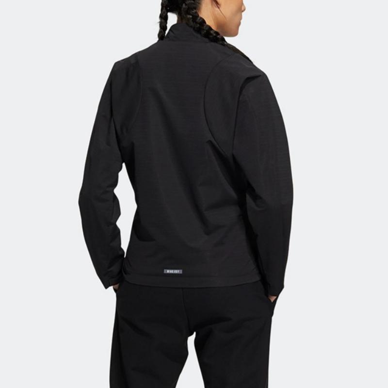 Adidas Solid Color Zipper Pocket Spliced Jacket Women Jackets Black HB3545