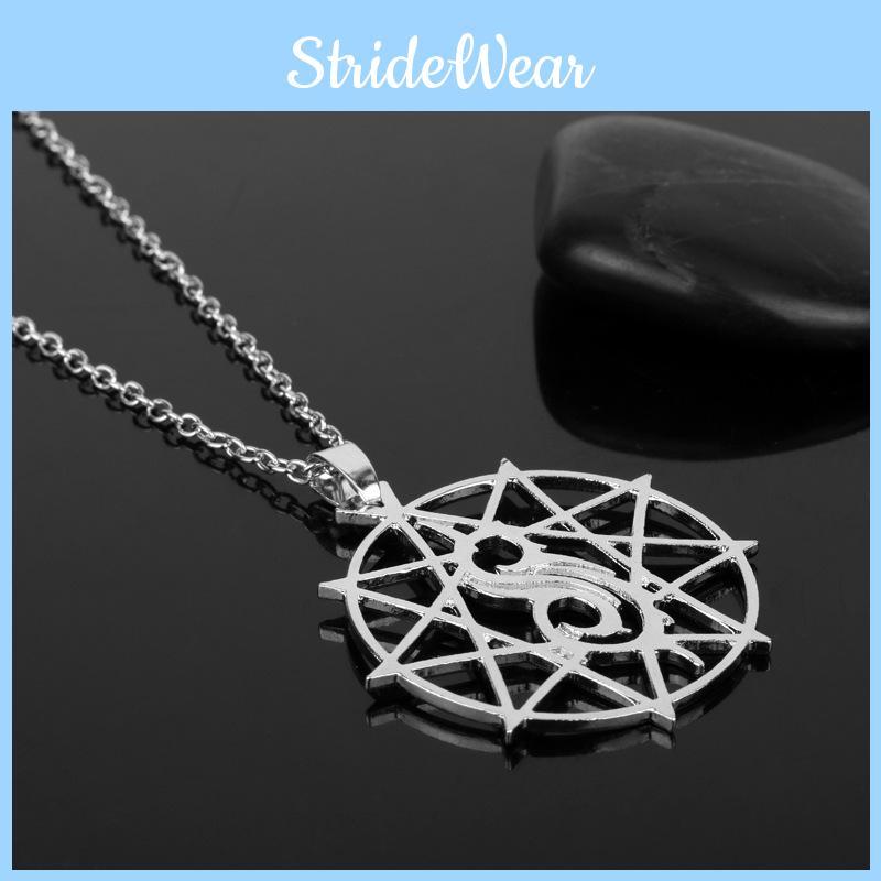 Slipknot Silver Band Geometric Alloy Necklace With Pendant For Gift Travel