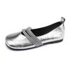Silver single shoes women's flat bottom wear versatile temperament high sense Mary Jane shoes with skirt fairy style casual women's shoes