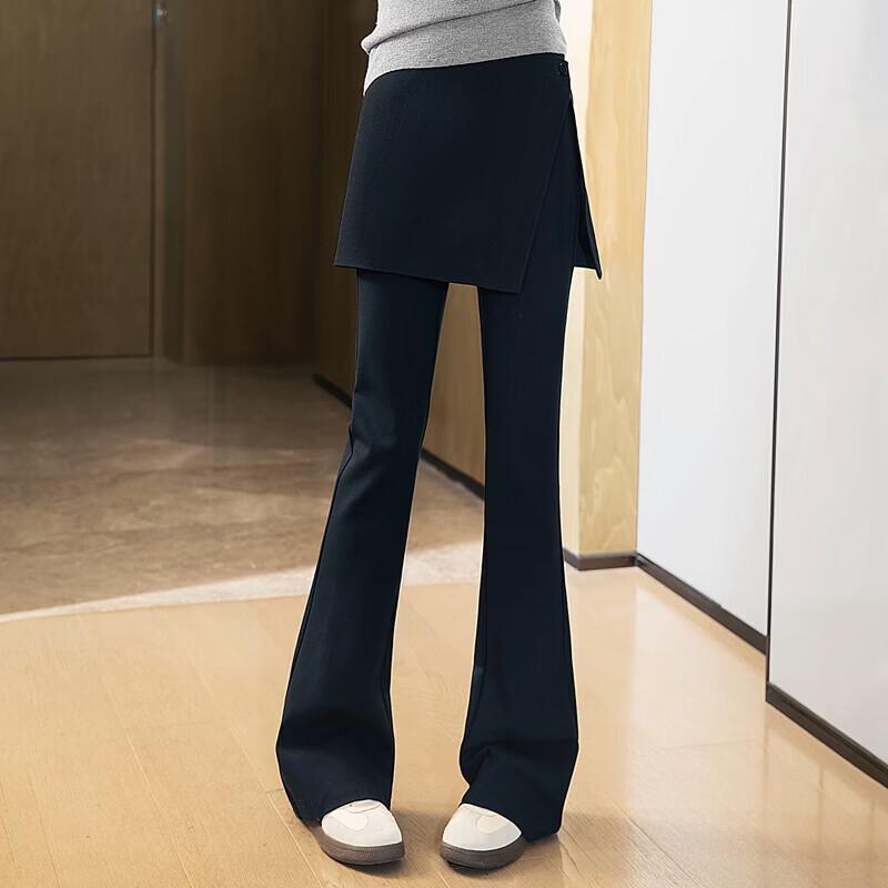 Sibaishe Faux Two-Piece Flared Casual Pants