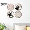Decorative Wall Art for Bedroom 4Pcs Boho Decor, Floral Round Wooden Geometric Rustic Botanical Art, Farmhouse Aesthetic Hanging Ornaments Living Room