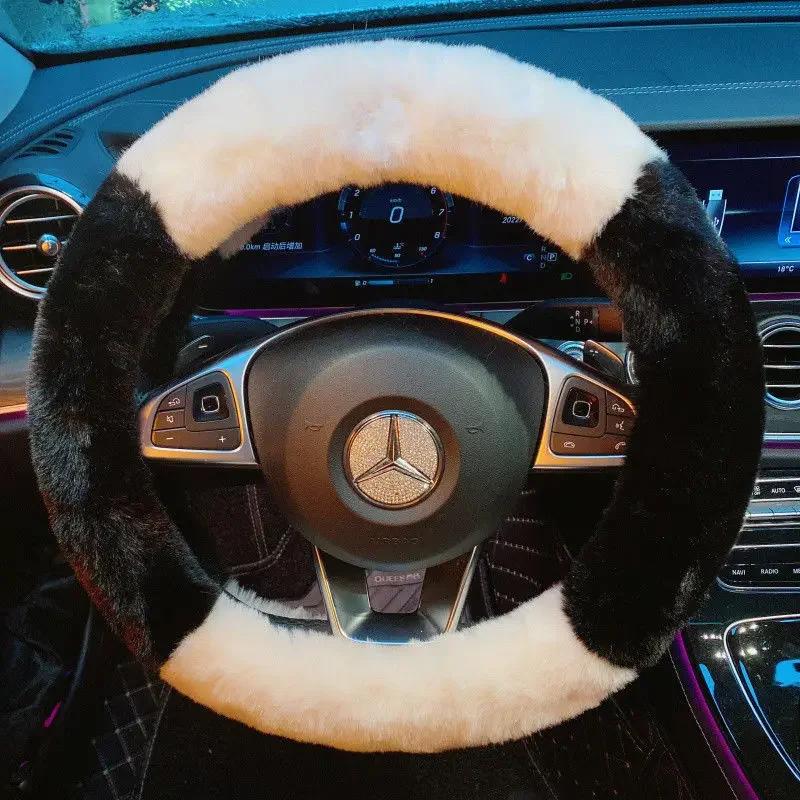 Winter Cute Pochacco Car Steering Wheel Cover Warm Plush Cartoon Anti Slip Handle Cover for Men and Women Cute Car Accessories