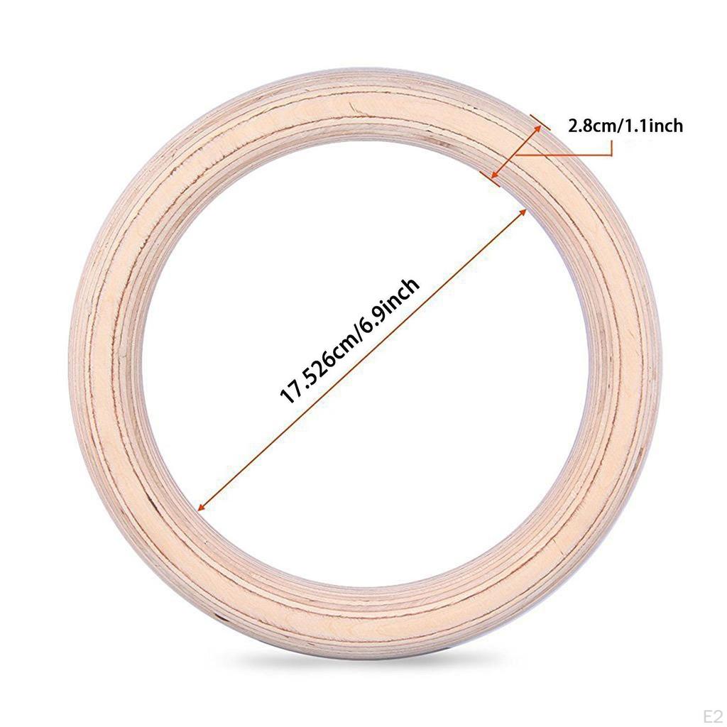 2x Gymnastics Rings Gift Wood Training Ring for Park Hotel Fitness Equipment 28MM