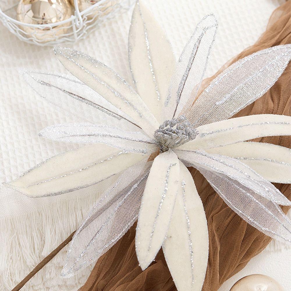 Simulation Christmas Glitter Flower DIY Christmas Tree Decorations  New Year Decor Gifts