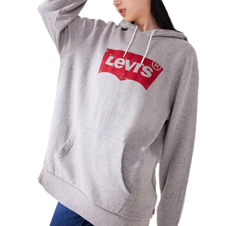 Felpa con cappuccio e coulisse con stampa logo Levis Unisex Grigio 19622-0008