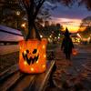 Durable Fabric Pumpkin Treat Bag Glowing Candy with LED Lights, Reusable Halloween Trick or Pail Tote for Kids, Handbag Party Favors Light Up