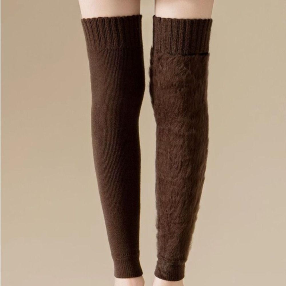 Fleece-lined Knee-High Stockings Thicken Long Tube Socks Soft Over Knee Sock  Winter