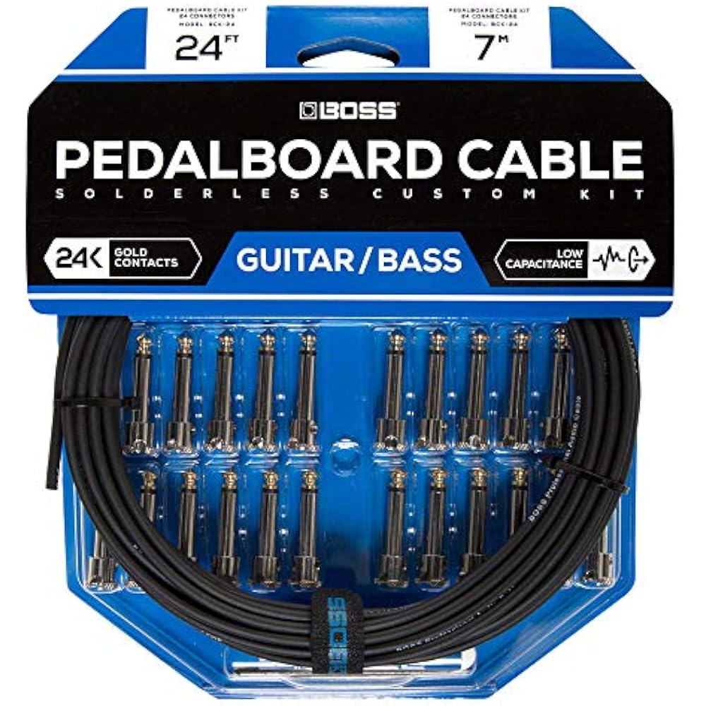 BOSS BCK-24 Solderless Cable Kit, 24K Gold Plated, No Soldering Required, Pedal Board Creation, P...