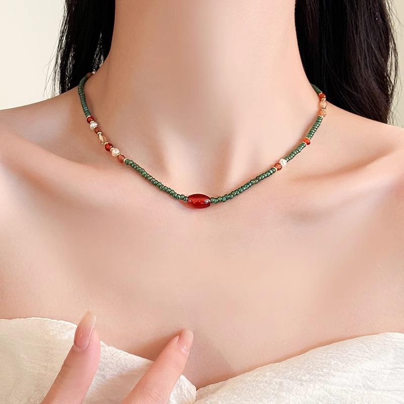 100% Natural Freshwater Pearl & Agate Stone 14K Gold Filled Ladies Beads Chain For Women Necklace Christmas Gifts