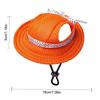 Breathable Dogs Sun Hats Round Brim Dog Visor Hat Outdoor Breathable Sun Protection With Ear Holes Mesh Sun With Adjustable Chin
