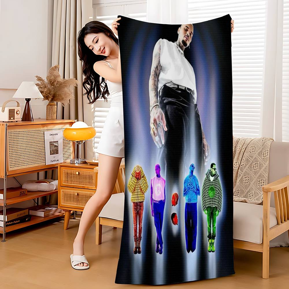 Hot New Chris Brown Rapper Beach Towel For Kids Bath Towel Pool Towel Vacation Gift Picnic Towel Party Gift