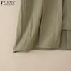 ZANZEA Women Casual Round Neck Solid Color Short Sleeve Blouse