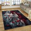 Totenkopf Totes Mädchen 3D Gothic Horror Weiblich Rose Teppich für Wohnzimmer Schlafzimmer Dekoration, Rutschfeste Dekoration für Sofa Fußmatte Geschenk