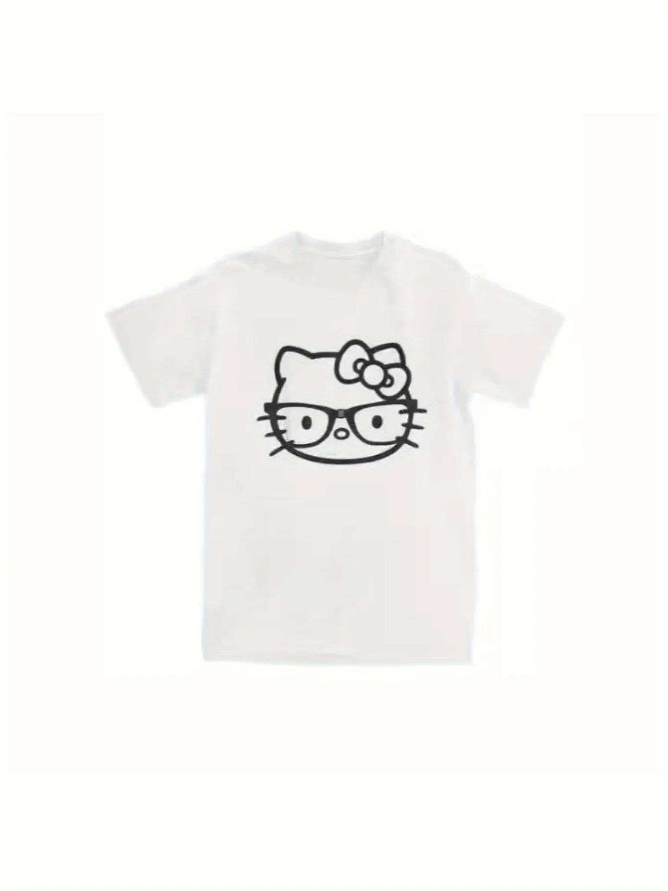 

Hello Kitty Nerd Glasses White Style Graphic Oversized Streetwear Pop Rock Concert Fan Merch T-Shirt 4XL