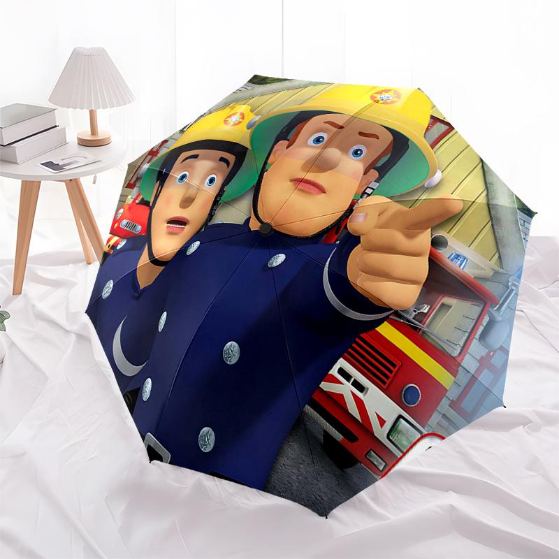 Fireman Fire trucks Themed Travel Umbrella-8 Ribs Automatic Opening and Closing, Portable Folding Design, Compact and Stylish Umbrella Suita