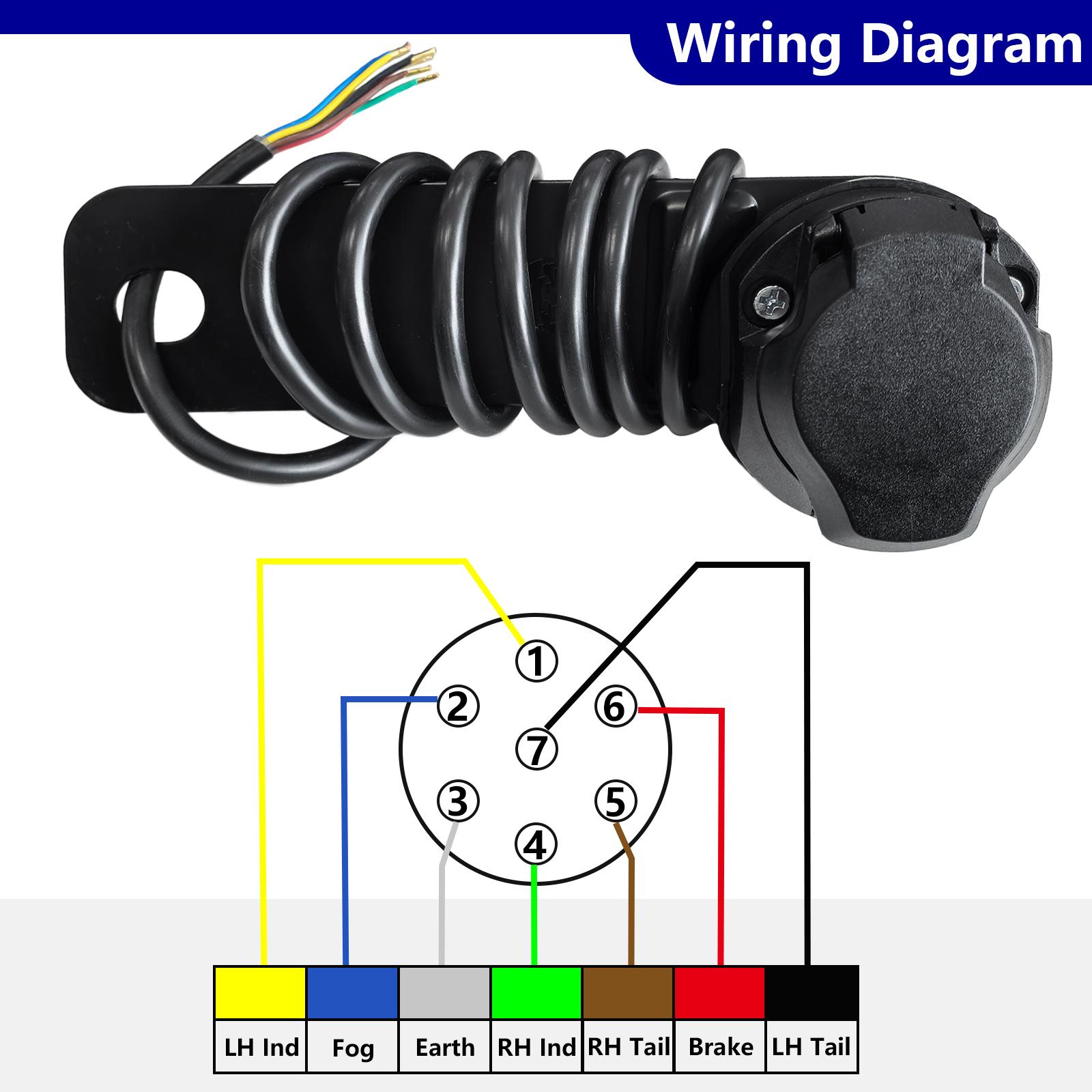 

1.5M 12N 7Pin Pre-Wired Socket Car Trailer Caravan Electrics Mounting Plate Electrics Wire Part Wiring Connector Towing Towbar чорний