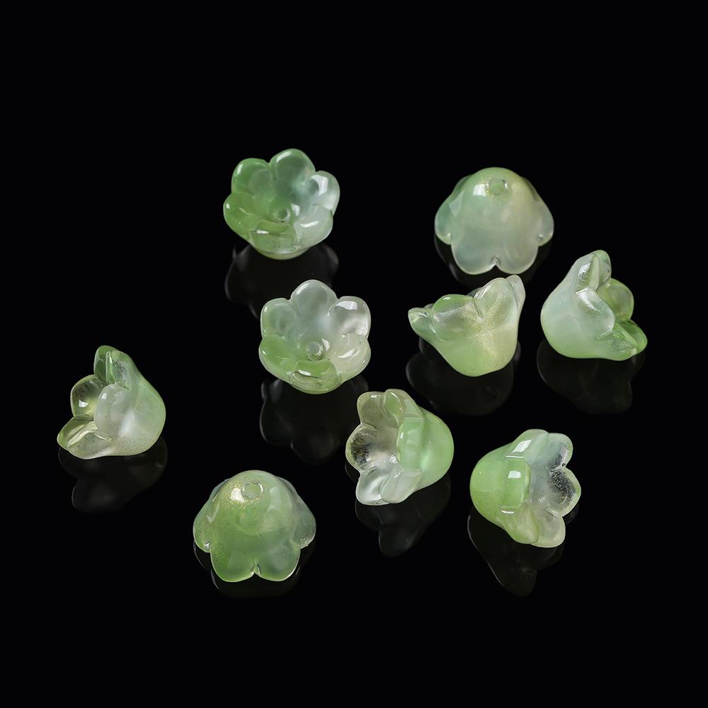 20pcs Colorful Lily of The Valley Flower Shape Bead 12x11mm Lampwork Glass Loose Beads for DIY Craft Jewelry Making Accessories