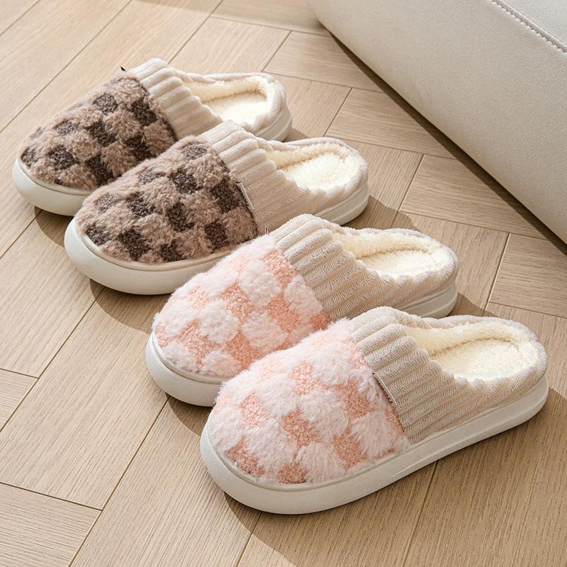 Cotton Slippers Thick Bottom Autumn and Winter Home Home Home Couple Indoor Warm Cute Non-slip Cotton Slippers
