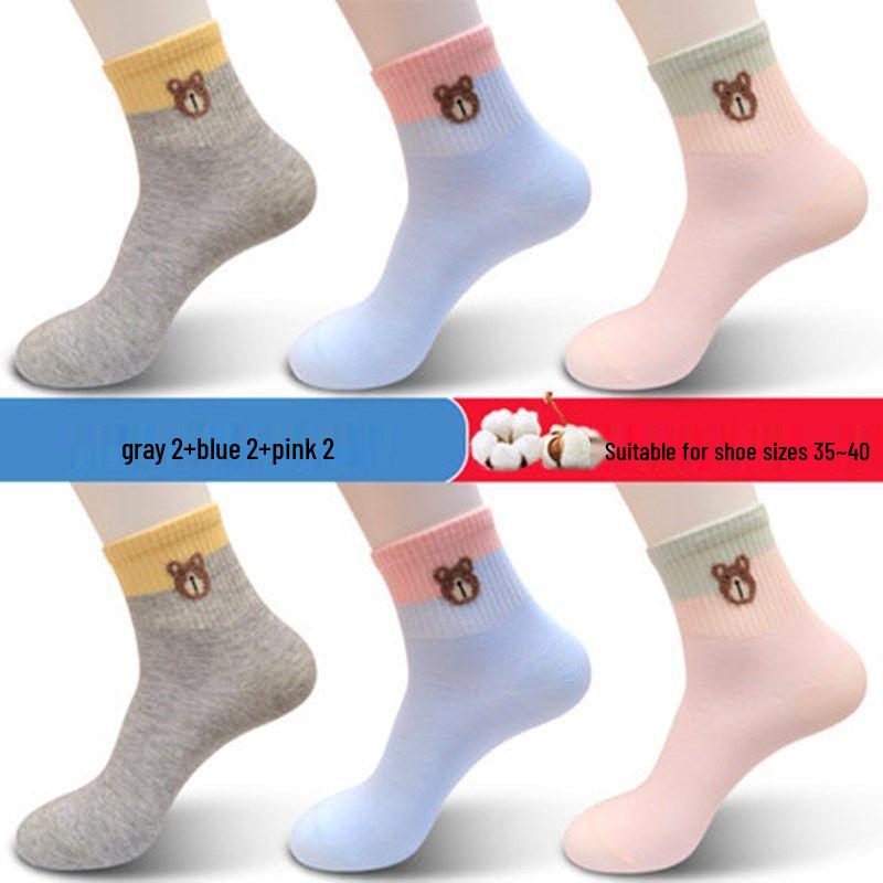 Langsha Women's Cotton Mid-Calf Socks - Autumn/Winter Breathable Odor-Resistant Chinese Style for All Seasons