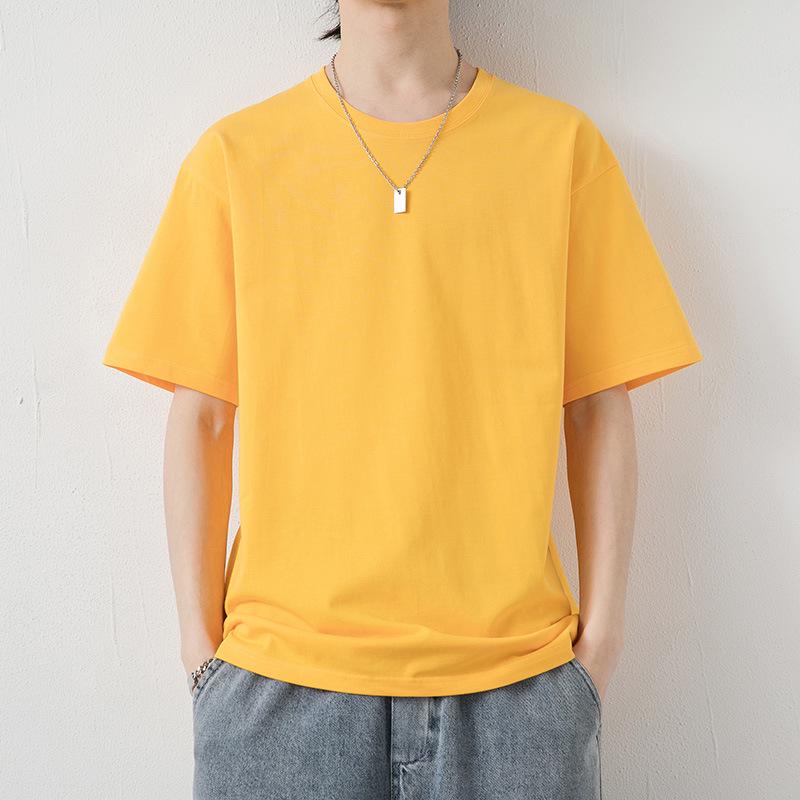 Men's Summer Cotton Solid Color Short-Sleeve T-Shirt - Youth Casual Trendy Loose Fit
