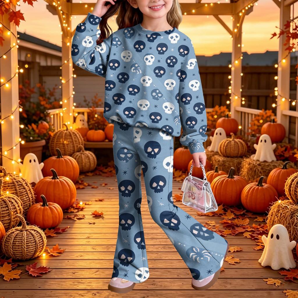 Kids Casual Long Sleeve Top and Pants 2-Piece Outfit Set for Boys Girls Everyday Wear