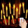Flameless Floating LED Candles Set with Magic Wand Remote Control Warm White Flickering Light for Christmas Wedding Decor