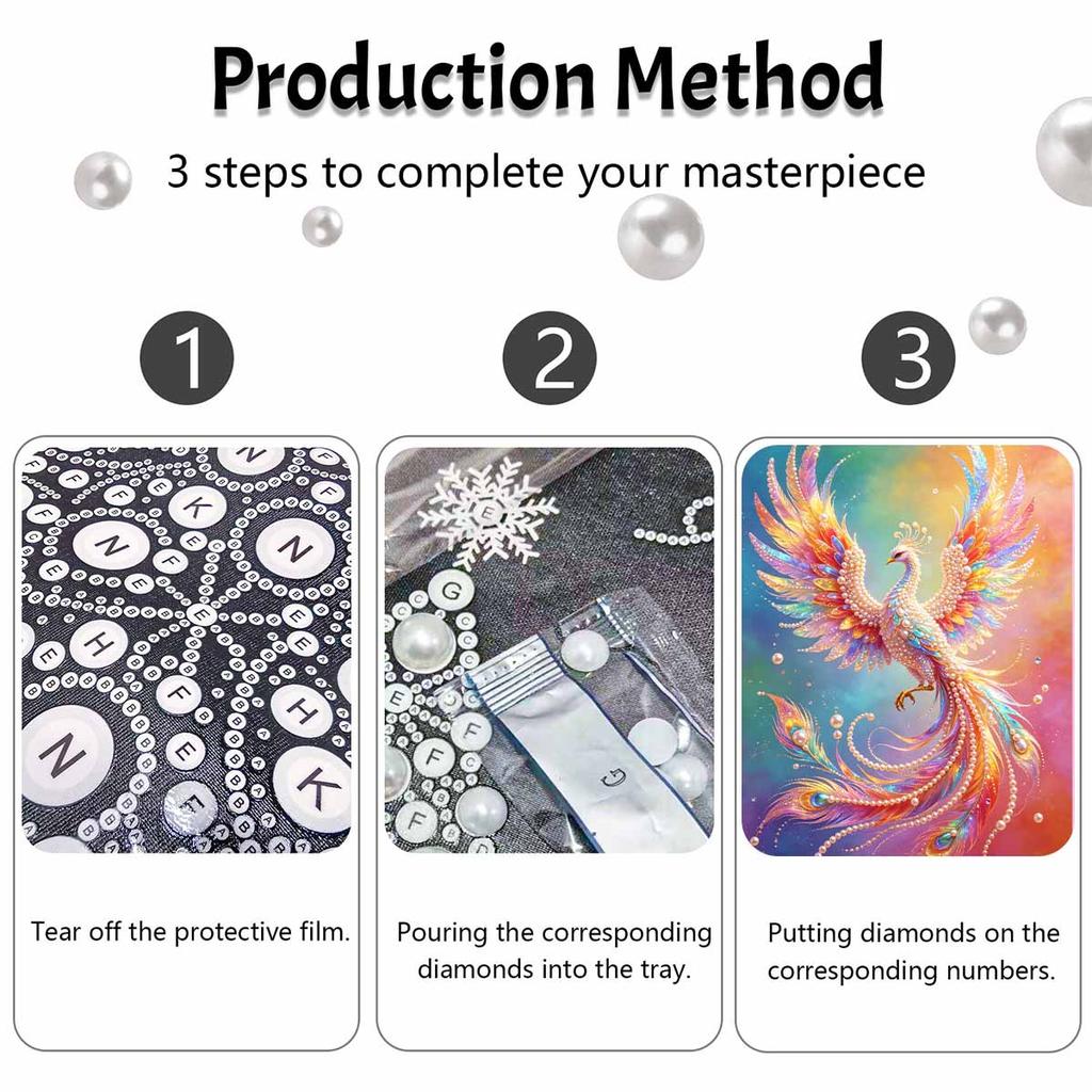 Shiny Pearl Radiant Colorful Phoenix DIY Painting Creative Bead Art Craft Household Wall Decoration Nice Present For Art Hobbyists Home Decor