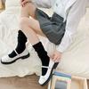 Stacked Socks, Solid Color, Thick Line Calf Socks, Summer Thin Ice Socks, Mary Jane Mid-Leg Socks, White Cotton