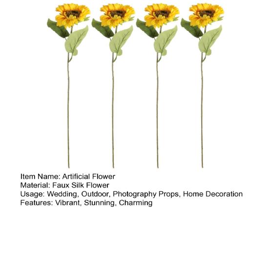 Artificial Sunflower with Leaves Long Stem Fake Silk Large Sunflower for Home Hotel