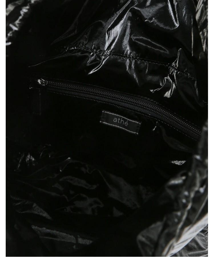 Athe Vanessabruno [Ruban] Glossy Black Ribbon Backpack And Shoulder Bag L Aaba6E900Bk
