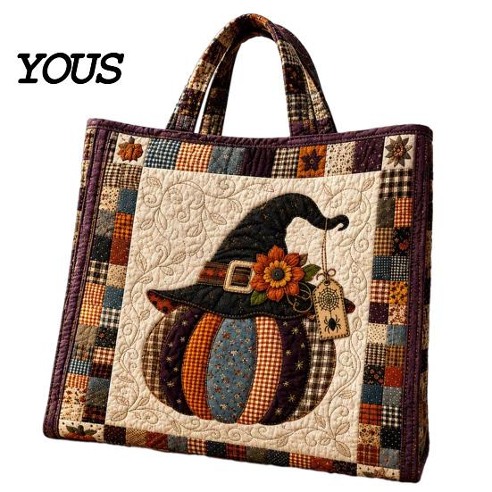 Katzenmotiv Wiederverwendbare Einkaufstasche Halloween Gesteppte Tragetasche, Kürbis Geist Aufdruck Schulter Leichte Pendler Tasche Polyester Handtasche für Freizeit