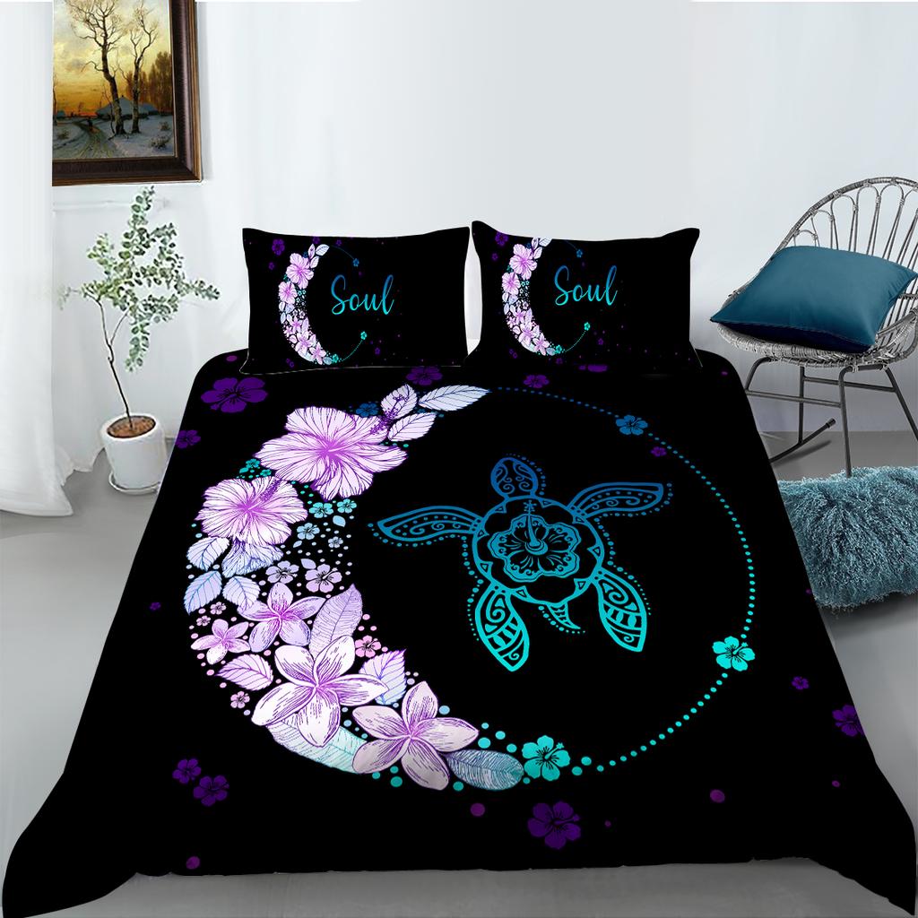 Módní 3D potisk želvy Povlečení Povlak na přikrývku 2/3dílná sada na výběr více velikostí Sada povlečení Povlak na přikrývku a povlak na polštář