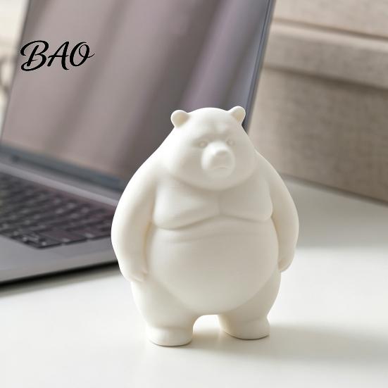 Customizable Bear Figure for Kids Chubby Figurine, 3D Printed DIY Paintable Fat Healing Statue Bedroom Statue, Cute Minimalist Desktop Ornament, Home