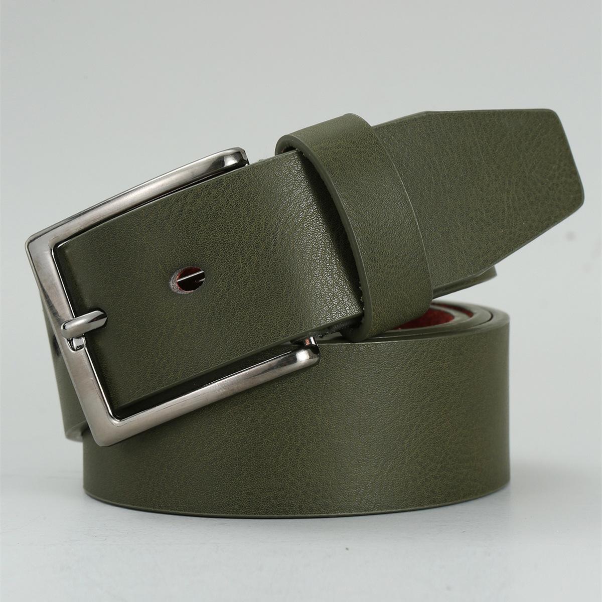 

Мужской ремень повседневный деловой простой синий ремень с пряжкой-иглой легкий ремень из коровьей кожи 130cm армия зеленый