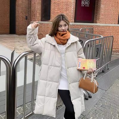 Korean Version Hooded Medium and Long Down Cotton Clothes Women's Autumn and Winter, Winter Clothes New Fashion Loose Cotton Clothes Jacket
