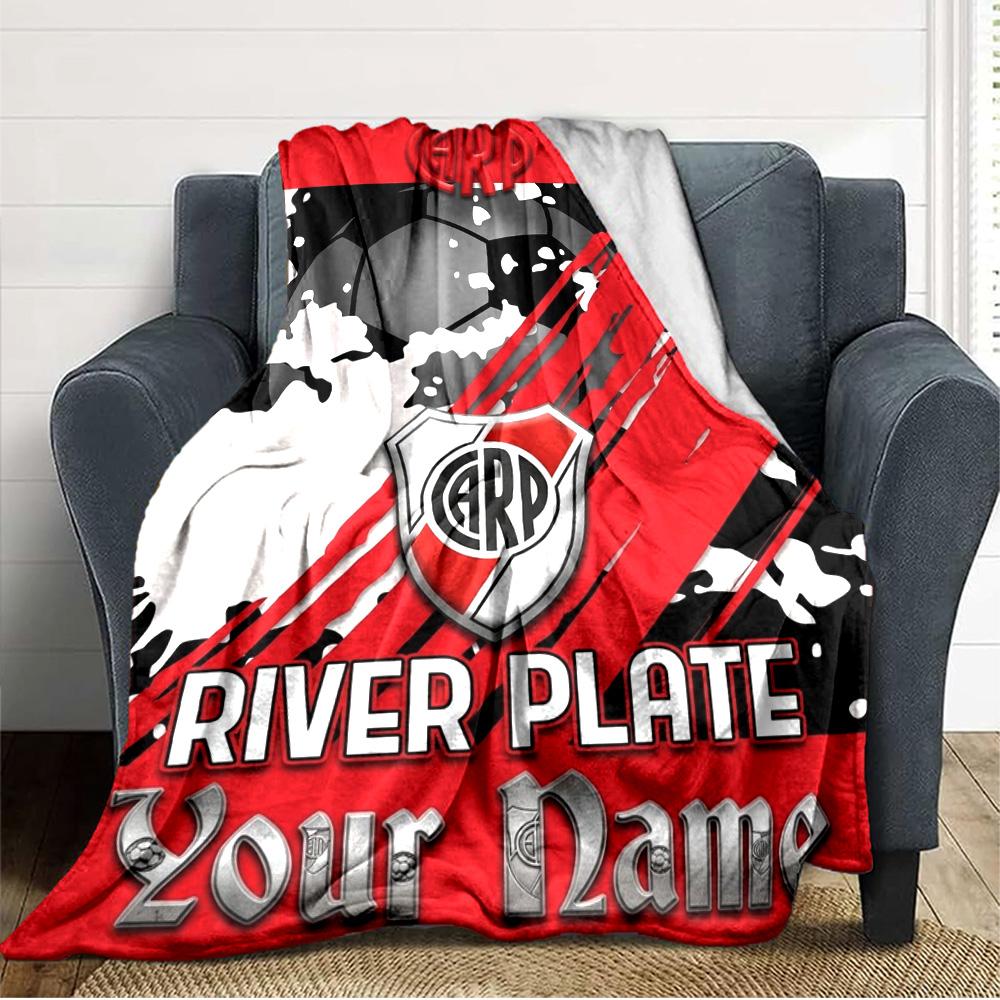 Name Custom River Plate Logo Print Flannel Blanket High Quality Warm Comfortable Cover for All Seasons Perfect for Gifts Home Decor