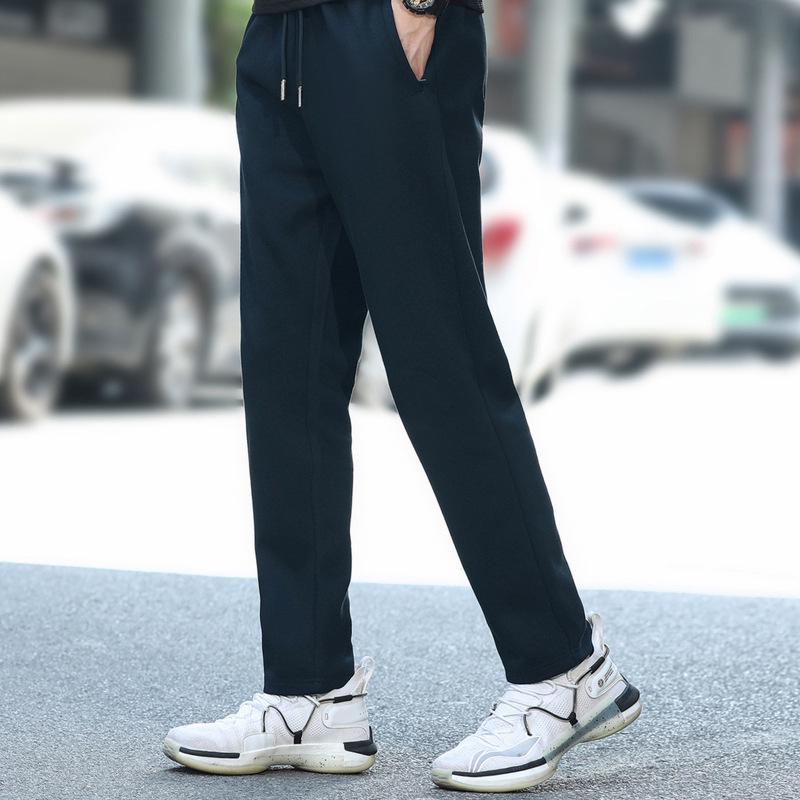 

Мужские трикотажные спортивные штаны свободного кроя на весну/осень - Большой размер, Прямые штанины, Повседневные брюки XXXXL темно-синий