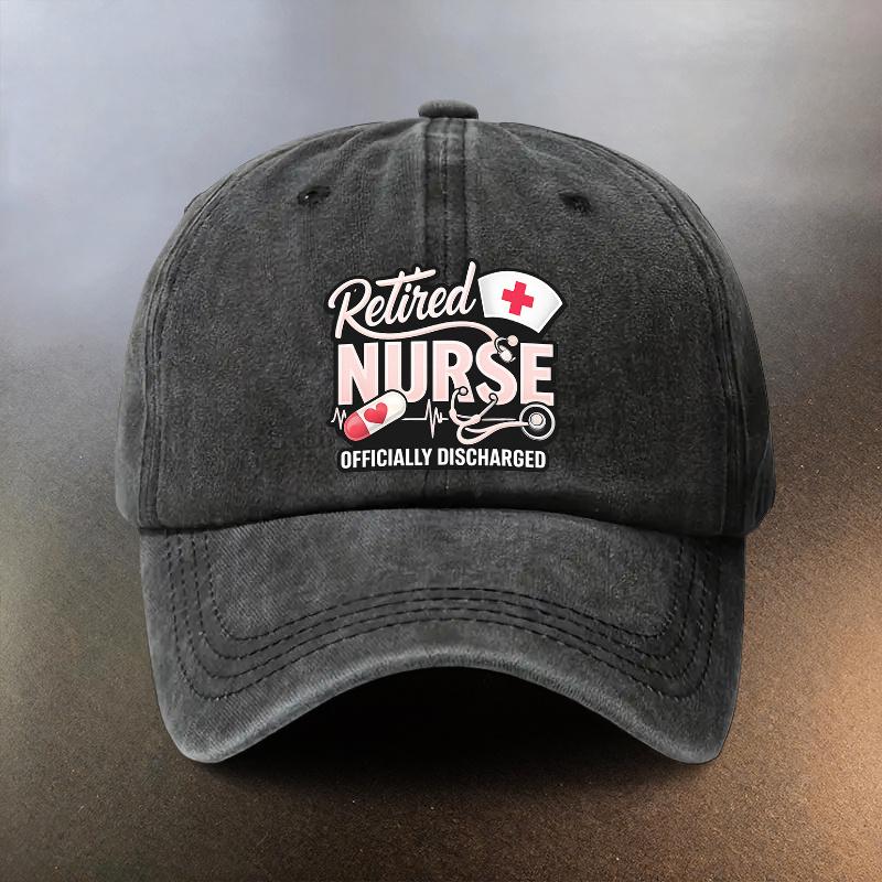 Washed Hat with Official Nurse RetireUnisext Design Casual Sunshade Baseball Cap Fashionable Couple Essential Hat Official Nur 1pc