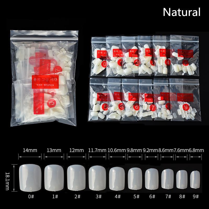 500Pcs Clear White Natural Round Cover French False Acrylic Nail Tips UV Gel Manicure Ultra Flexible False Nail Art Square Tips
