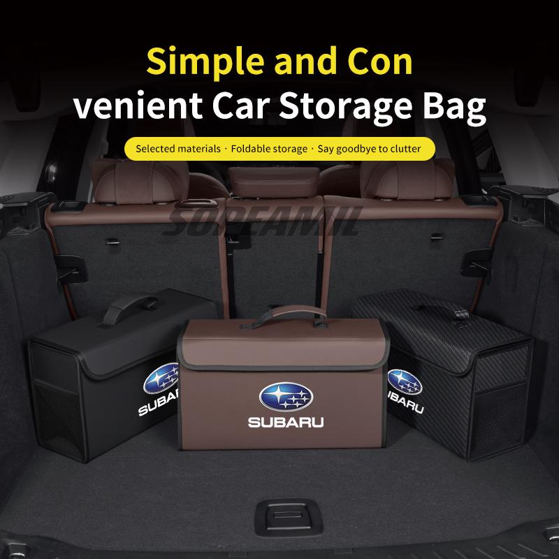 For Subaru Outback Brz Wrx Xv Ascent Forester Impreza Legacy Car Leather Trunk Organizer Box Tailbox Stowing Tidying Storage Bag Y2