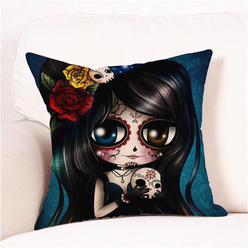 Halloween Cushion Cover Pillowcases Skull Floral Festival Home Decor Square Horror Comfortable Sofa