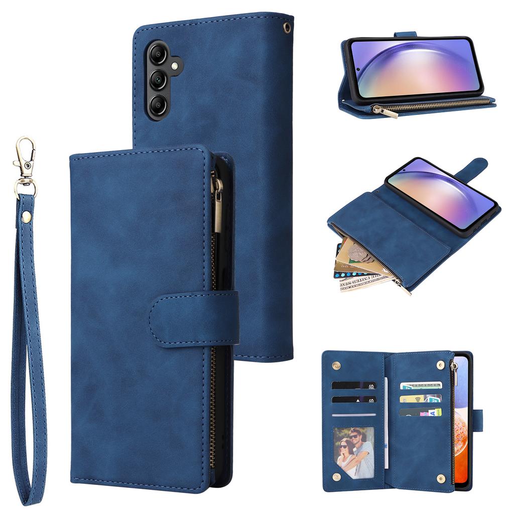 For Samsung Galaxy A54 5G Case Multiple Card Slots PU Leather Zipper Phone Cover