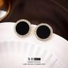 Elegant Gold-Plated Black Zircon Stud Earrings - Niche Design for a Luxurious Fashion Statement