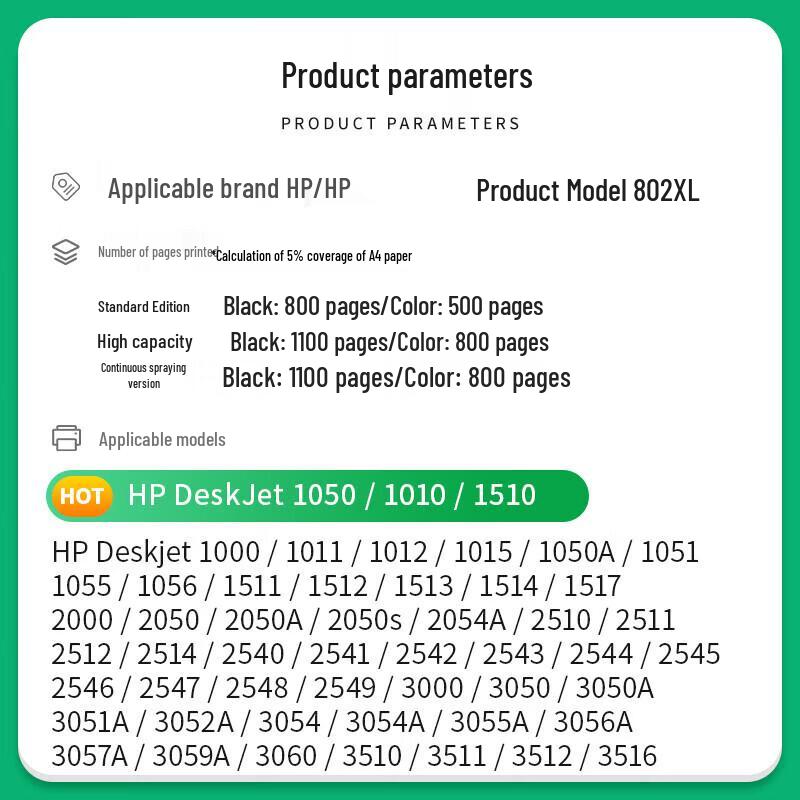 Caijin Compatible HP 802XL Black Ink Cartridge