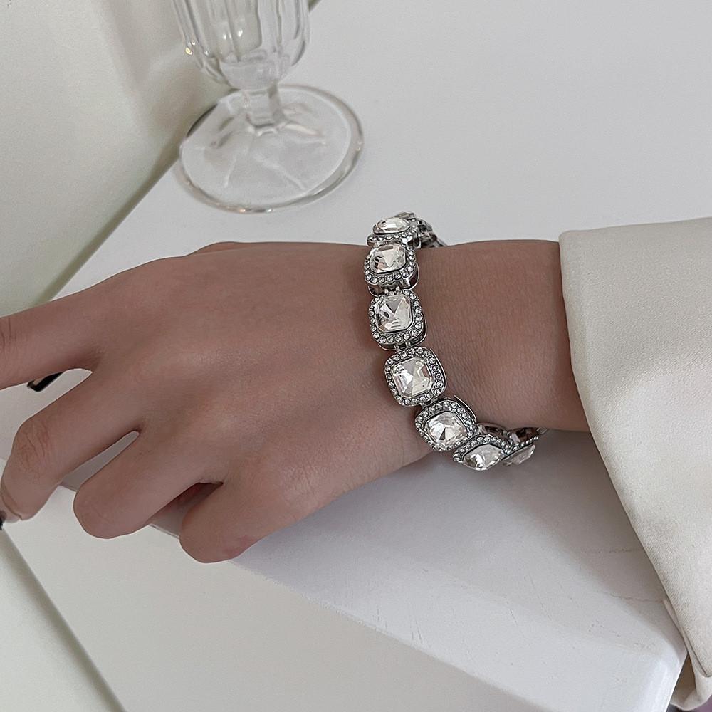 Minimalist Steel Titanium Hand Jewelry Cubic Zirconia Geometric Everyday Shape