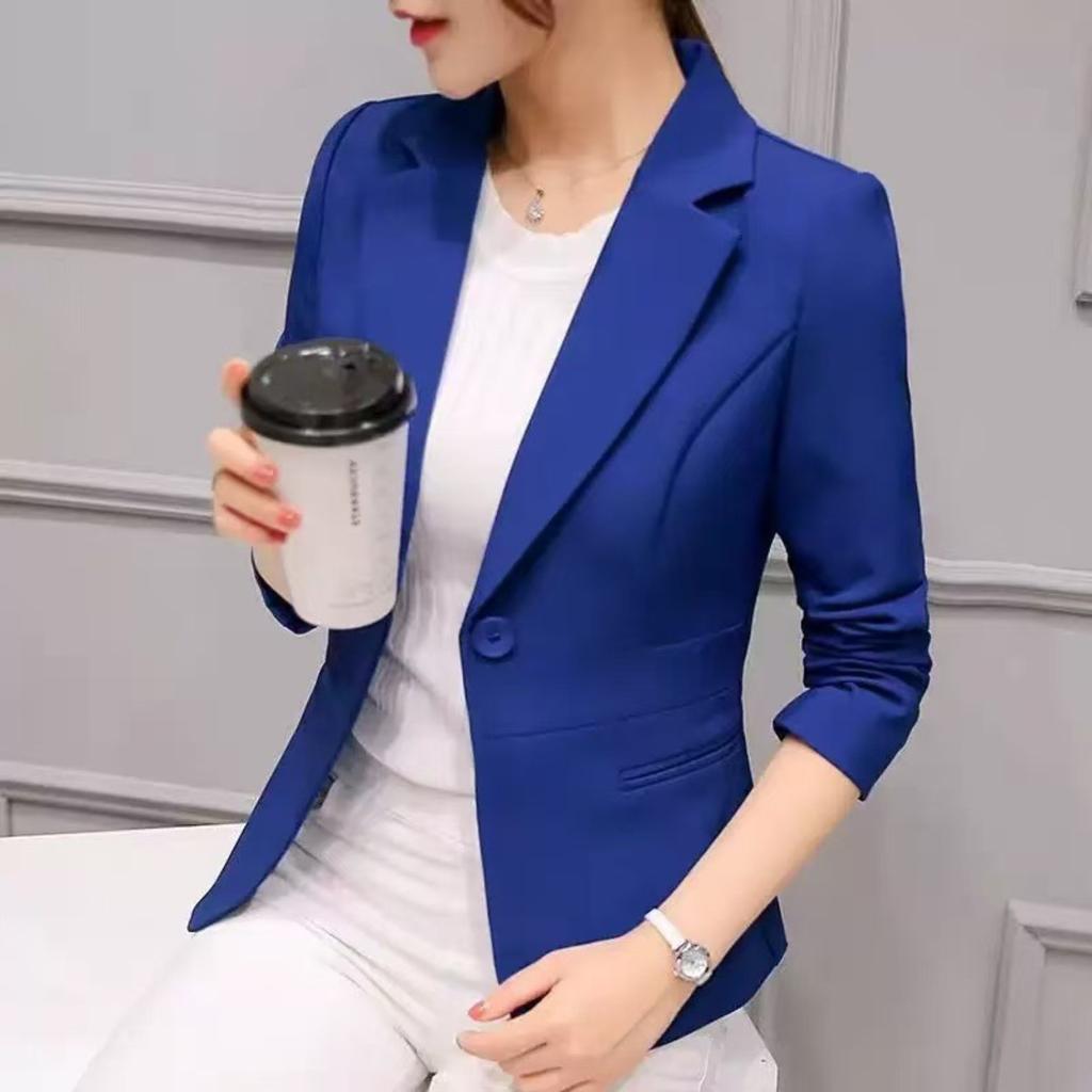 Women's Lapel Collar Long Sleeve Slim Fit Blazer Solid Casual Commuter Short Coat