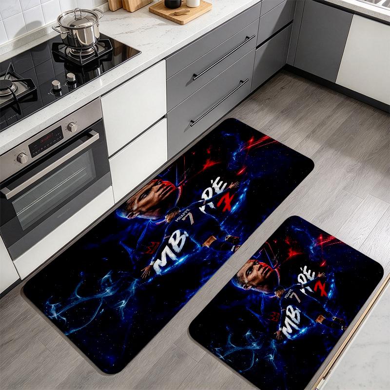 Kylian Mbappe Flannel Kitchen Mat Christmas Soft Area Rug Non Slip Floor Carpet Home Decoration